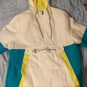 Champion short sleeve hooded half-zip windbreaker